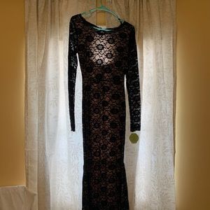 Long sleeve lace formal gown
